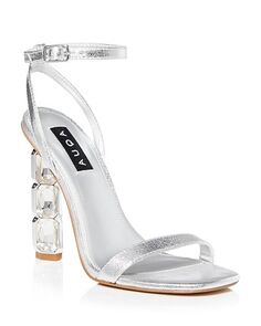 Женские босоножки Dori Crystal на высоком каблуке с ремешком на щиколотке AQUA, цвет Silver