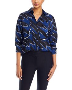 Рубашка с геометрическим принтом KARL LAGERFELD PARIS, цвет Blue
