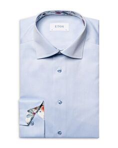 Рубашка приталенного кроя с контрастной цветочной деталью Eton, цвет Blue