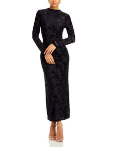 Платье макси с фактурным цветочным принтом Vicki и длинными рукавами WAYF, цвет Black