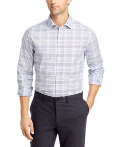 Повседневная эластичная рубашка приталенного кроя The Men&apos;s Store at Bloomingdale&apos;s, цвет Blue