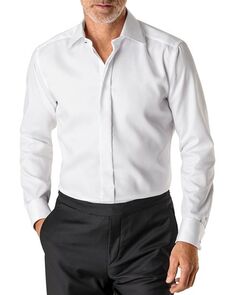 Рубашка-смокинг современного кроя из ромбовидной ткани Eton, цвет White