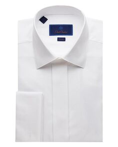 Официальная рубашка с ромбовидным узором и французской манжетой с планкой David Donahue, цвет White