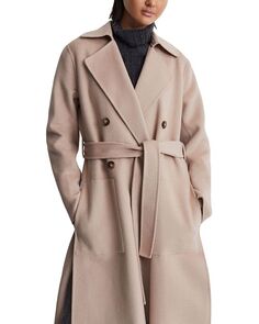 Двубортное пальто из смесовой шерсти Sasha REISS, цвет Tan/Beige