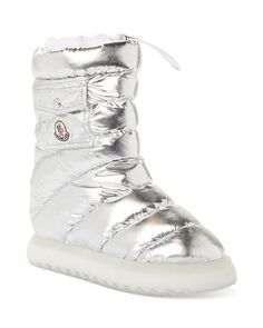 Женские стеганые ботинки Gaia для холодной погоды Moncler, цвет Silver