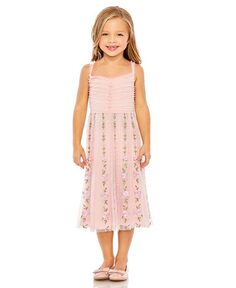 Мини-платье для девочек с рюшами и цветочной вышивкой Mac Duggal, цвет Multi