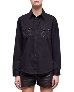 Джинсовая рубашка с заклепками The Kooples, цвет Black