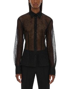 Прозрачная рубашка на пуговицах со швами спереди Helmut Lang, цвет Black