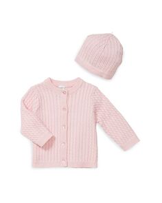 Кардиган косой вязки для девочек &amp;; Шляпа - Детка Little Me, цвет Pink