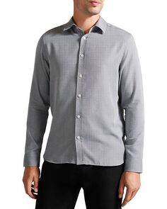 Рубашка стандартного кроя с узором «елочка» из кротона Ted Baker, цвет Gray