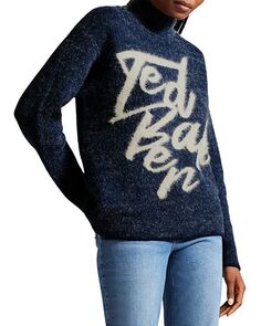 Жаккардовый вязаный свитер с логотипом Ted Baker, цвет Blue