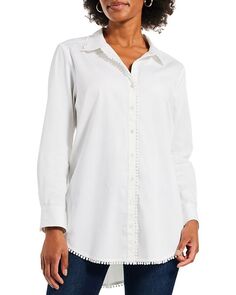 Рубашка с круглым вырезом и пуговицами спереди NIC+ZOE, цвет White
