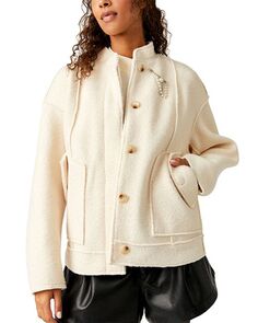 Бомбер с напуском и отделкой Willow Free People, цвет Ivory/Cream