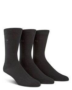 Мужские чесаные плоские вязаные носки, упаковка из 3 шт. Calvin Klein, цвет Black