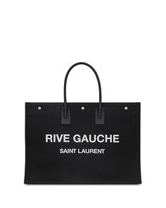 Большая сумка-тоут из ткани и кожи Rive Gauche Saint Laurent, цвет Black