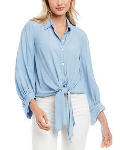 Рубашка из шамбре с завязкой спереди Karen Kane, цвет White