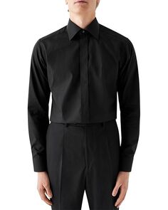 Slim Fit Pin Dot Piqu&amp;;eacute; Рубашка на пуговицах спереди Eton, цвет Black