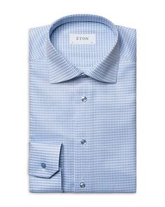 Рубашка приталенного кроя из твила с узором «гусиные лапки» Eton, цвет Blue