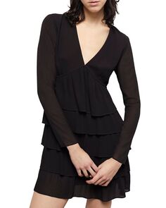 Плиссированное многоярусное мини-платье The Kooples, цвет Black