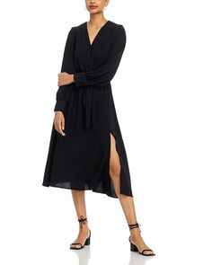 Платье миди с длинными рукавами и запахом KOKO + MASON, цвет Black
