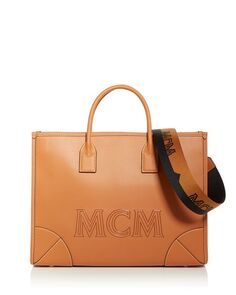 Большая сумка-тоут Munchen из испанской телячьей кожи MCM, цвет Brown