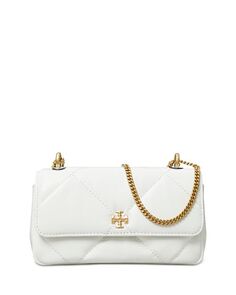 Стеганая кожаная мини-сумка с клапаном Kira Diamond Tory Burch, цвет White