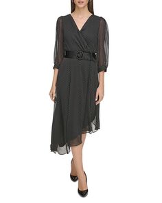 Шифоновое платье миди с асимметричным подолом KARL LAGERFELD PARIS, цвет Black