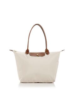 Большая нейлоновая сумка через плечо Le Pliage Original Longchamp, цвет White