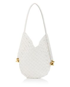 Кожаная сумка через плечо Borsa Solstice Bottega Veneta, цвет White
