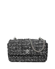 Твидовая мини-сумка с клапаном Kira Tory Burch, цвет Black