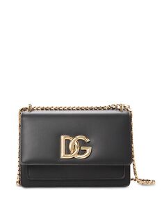 Кожаная сумка через плечо с логотипом Dolce &amp; Gabbana, цвет Black