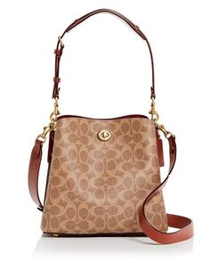 Сумка-ведро из холста с покрытием Willow Signature Print COACH, цвет Tan/Beige