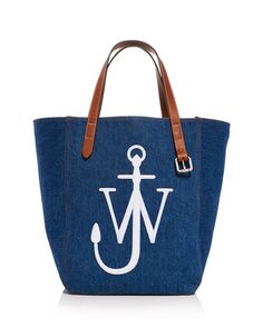 Джинсовая сумка-тоут с логотипом на поясе JW Anderson, цвет Blue