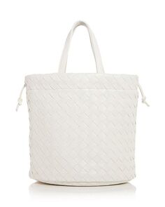 Маленькая кожаная сумка-мешок Castello Intreccio Bottega Veneta, цвет White