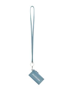 Фирменная кожаная визитница со съемным ремешком для ключей Balenciaga, цвет Blue