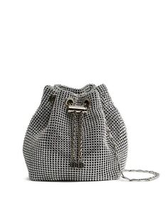 Миниатюрная сумка Demi Chainmail Crystal на шнурке REISS, цвет Silver