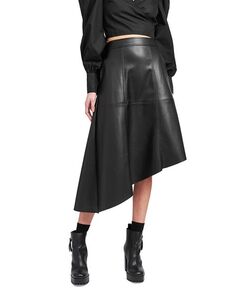 Асимметричная юбка-миди из искусственной кожи En Saison, цвет Black