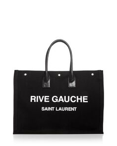 Большая сумка-тоут из ткани и кожи Rive Gauche Saint Laurent, цвет Black