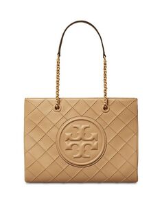 Мягкая сумка-тоут Fleming с цепочкой Tory Burch, цвет Tan/Beige