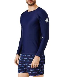 Футболка Rash Guard с длинными рукавами и черепаховым акцентом Vilebrequin, цвет Blue