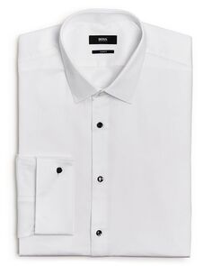 Рубашка под смокинг узкого кроя Jasper Pique BOSS, цвет White