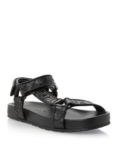 Женские кожаные сандалии на плоской подошве Bottega Veneta, цвет Black