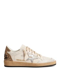 Женские низкие кеды с блестками Ball Star Golden Goose, цвет Tan/Beige