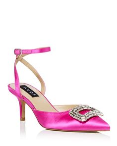 Женские туфли-лодочки Kayla на среднем каблуке с острым носком и пряжкой из кристаллов AQUA, цвет Pink