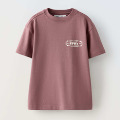 Футболка Zara Logo Print, розовый/лиловый