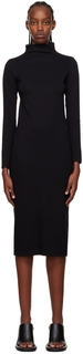 Эксклюзивное черное платье миди с высоким воротником SSENSE LVIR