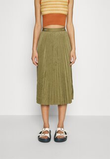 Юбка плиссе DKNY MIDI PLEATED SKIRT, цвет light fatigue