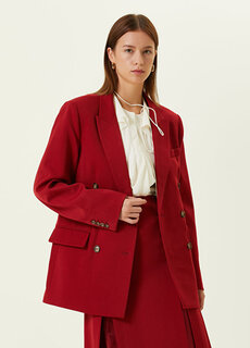 Красный двубортный пиджак с воротником-ласточкой Victoria Beckham