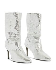 Женские ботинки с открытым носком Orlana на высоком каблуке с острым носком ALLSAINTS, цвет Silver