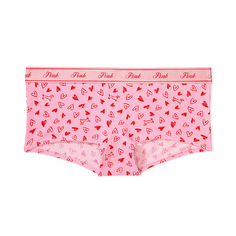 Трусы Victoria&apos;s Secret Pink Logo Logo Cotton Boyshort Heart Dog Print, розовый